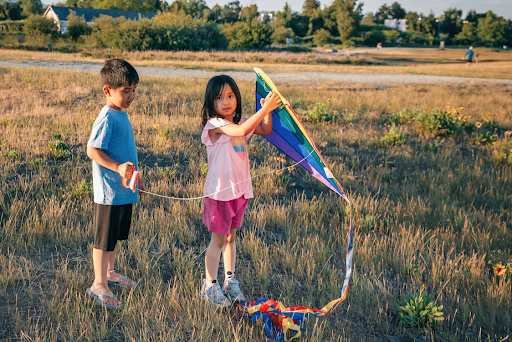 kids flying kite