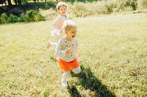 two small girls running