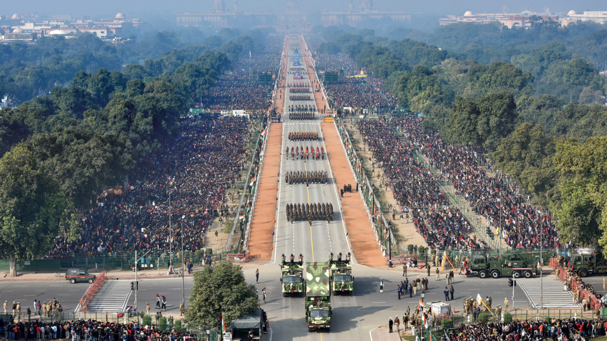Aeriel view of the Republic Day Parade of India