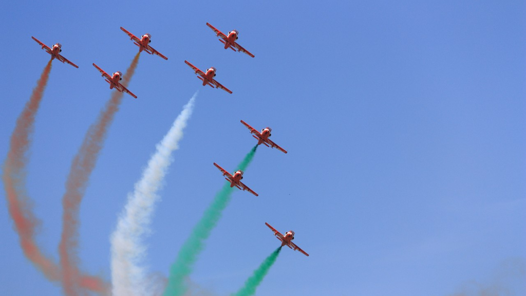 A fly-past performed by Indian Air Force during Republic Day