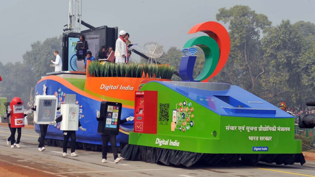 A float showcasing initiatives taken to make India more digital